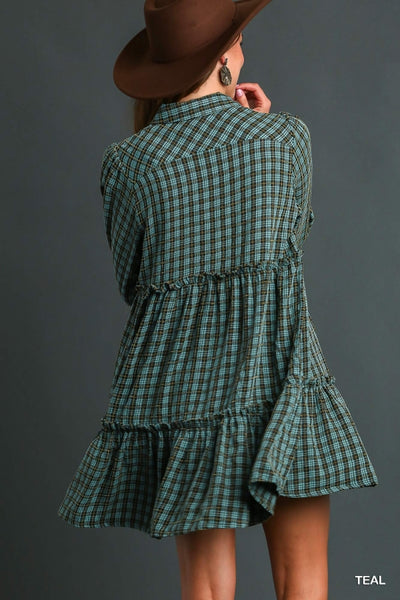 Penny Plaid Dress with Ruffle Tiers