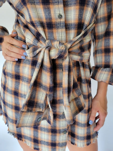 Gilley Front Tie Plaid Dress