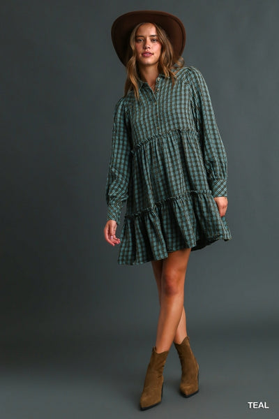 Penny Plaid Dress with Ruffle Tiers