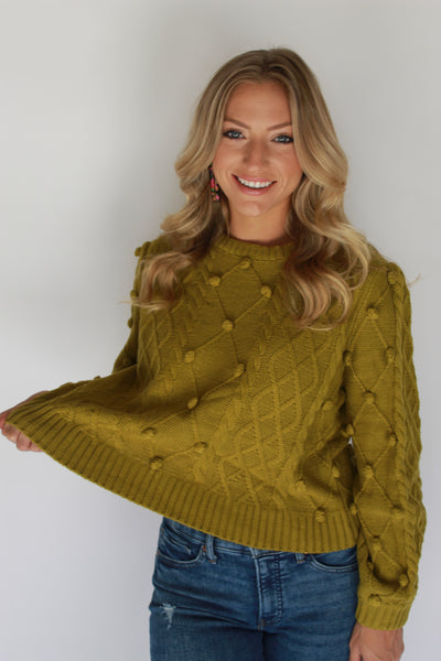 Pompom Crop Pullover Sweater