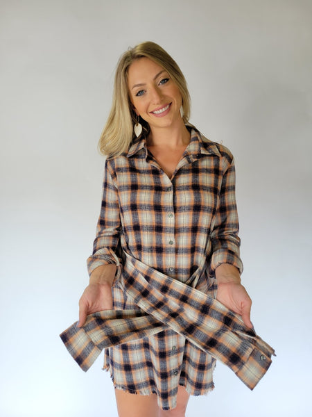 Gilley Front Tie Plaid Dress